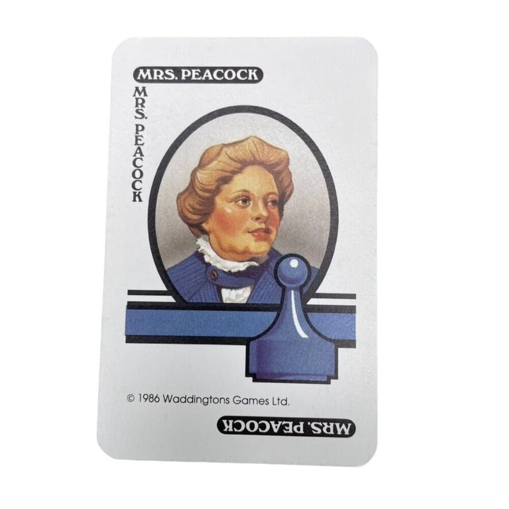 Vintage 1986 CLUE Mrs Peacock Character Card Replacement Game Piece u